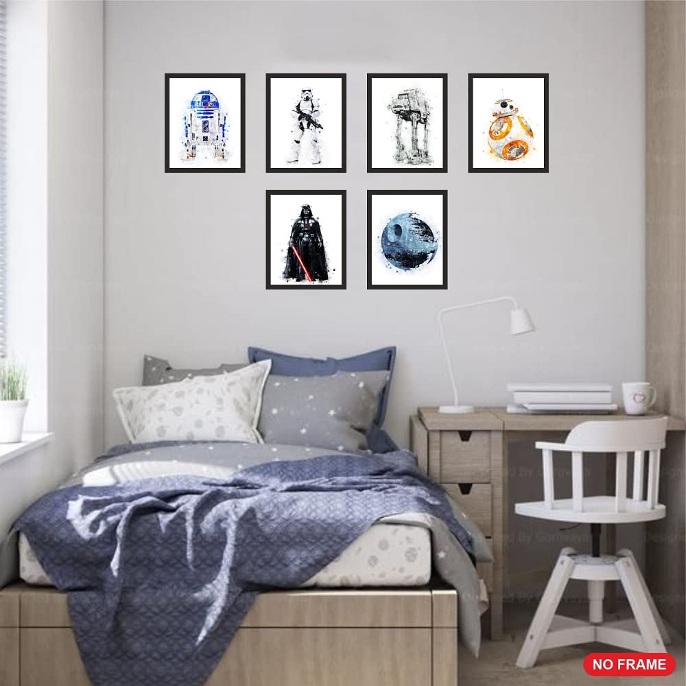 Purplehearts | Starwars Wall Art Poster Prints | Starwars Wall Art | Set Of 6 Unframed ( 8'' X 10'' ) | Posters For Boys Room |