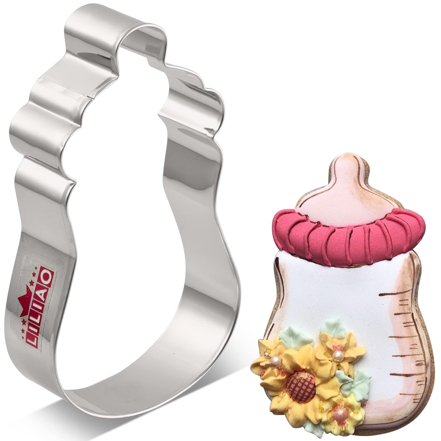 Liliao Bottle Cookie Cutter For Baby Shower - 2.8 X 4.8 Inches - Stainless Steel