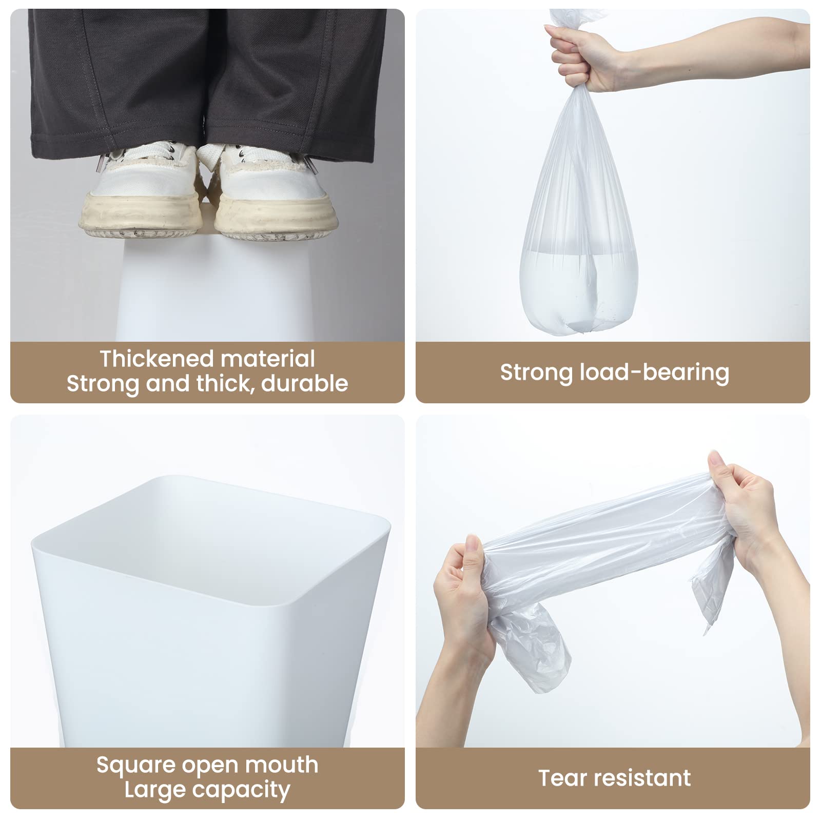 Eccliy 6 Pack Plastic Trash Can With 3 Rolls Of Trash Bags Small Wastebasket Trash Can Garbage Container Bin, Trash Bin For Bath