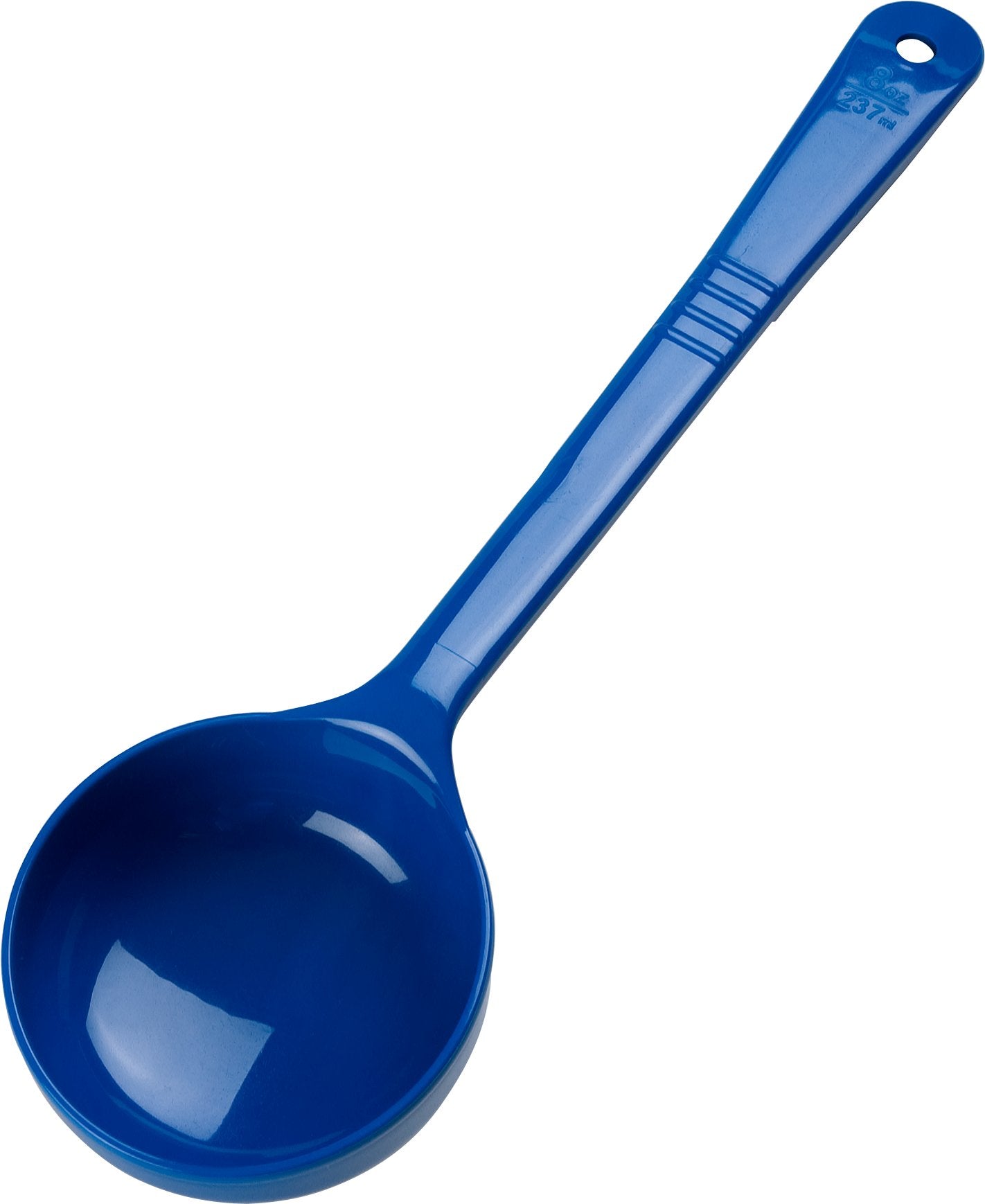 Carlisle Foodservice Products 399214 Solid Long Handle Portion Control Spoon, 8 Oz, Blue