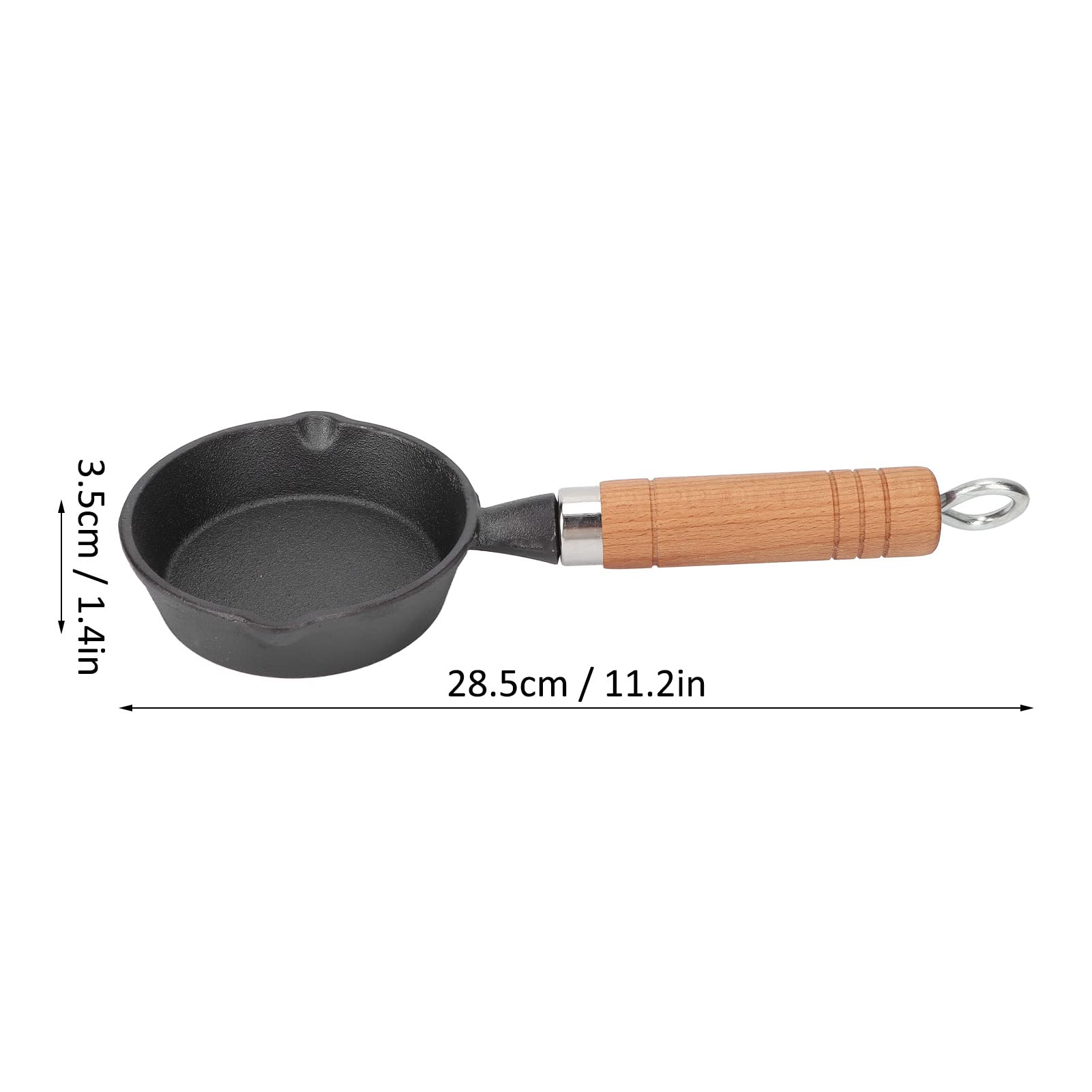 Fdit Frying Pan, 10Cm Casting Iron Pan With Wood Handle Egg Frying Pan Skillet Mini Flat Bottomed Pancake Pan Cookware Kitchen U