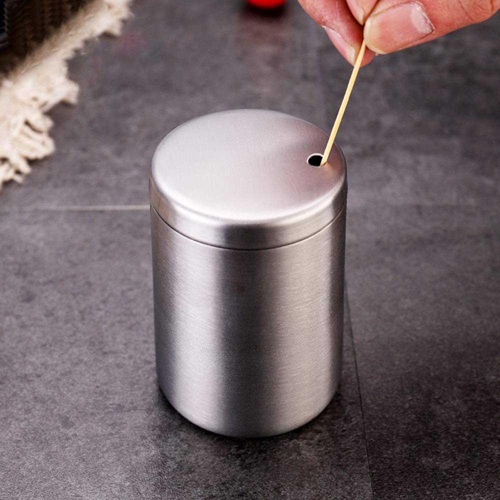 Ayccnh Stainless Steel Toothpick Holder Dispenser, Thickening Tooth Picks Container With 400 Pieces Bamboo Toothpicks For Teeth