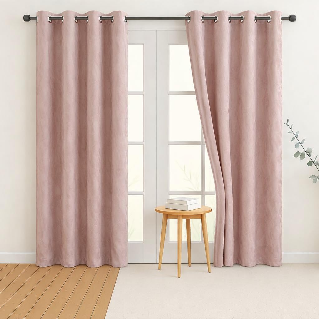 Bhoomi Impex Room Darkening Blackout Curtain For Window 5 Feet Set Of 2 | Thermal Insulated Stainless Steel Eyelets, Heavy Black