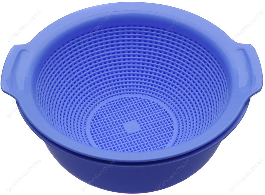 M.V. Trading K810Bl 2-In-1 Washing Vegetables Basin With Stainer Basket, 12-Inches, 6-Quarts