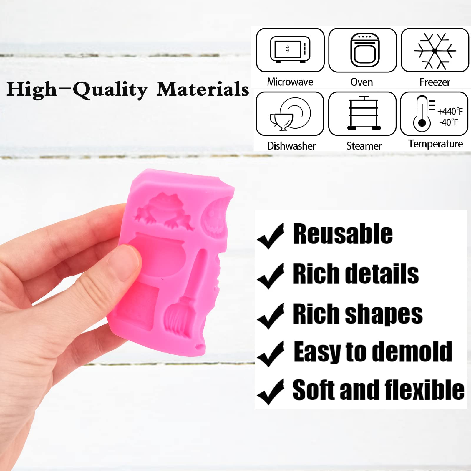 7 Pcs Halloween Cake Fondant Molds, Halloween Mini Resin Molds Polymer Clay Molds, Pumpkin Silicone Cake Mold Cupcake Chocolate