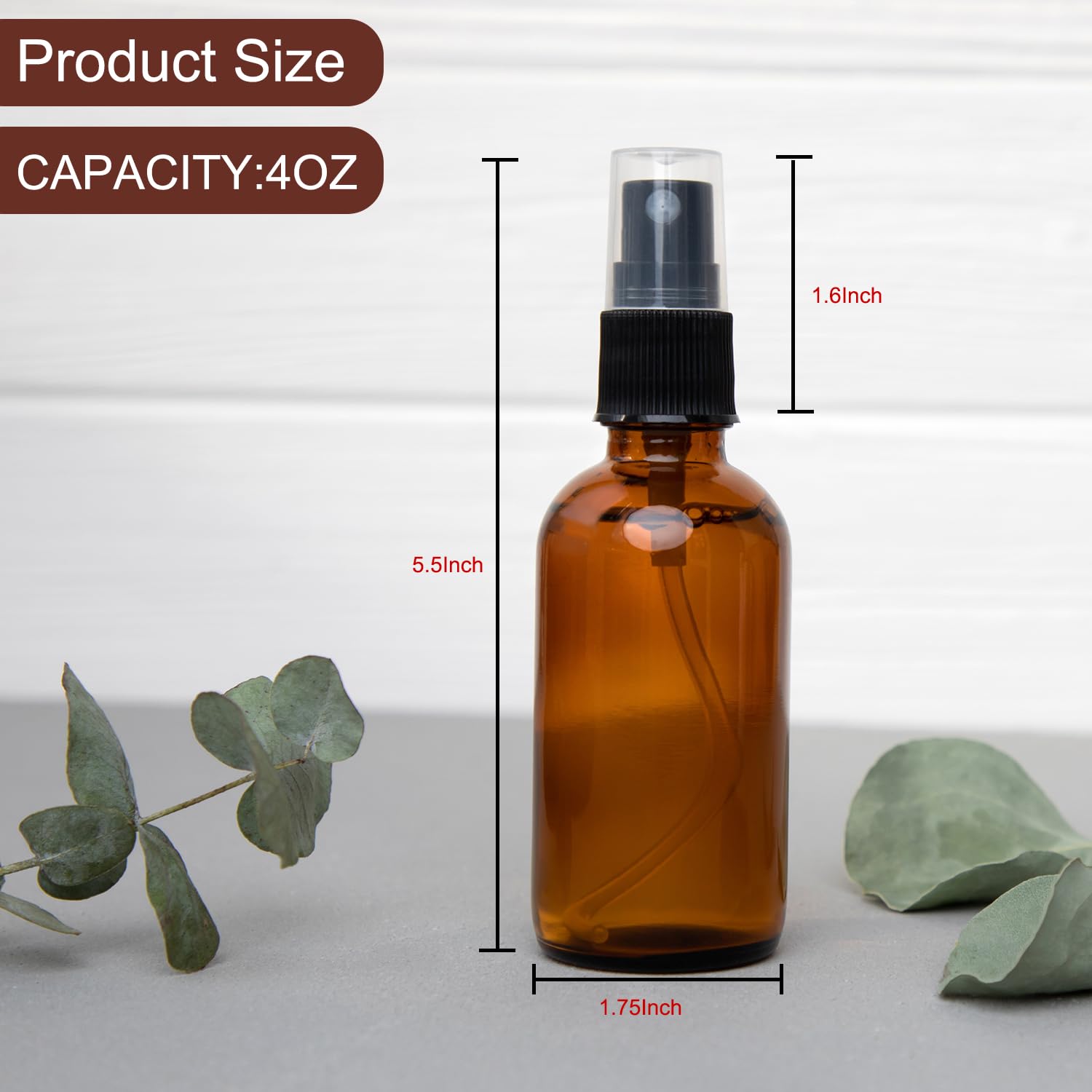 Lanbeautify 4 Oz Amber Glass Spray Bottles - Small Empty Fine Mist Spray Bottle For Essential Oil,Face - Mini Dark Spray Bottles