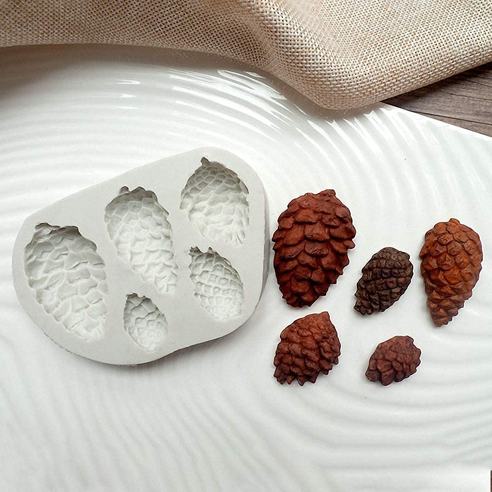 Cestony Christmas Holly Leaf & Pinecone Silicone Molds For Diy Cake Fondant Biscuit Cookies Sugar Pudding Chocolate Hard Candies