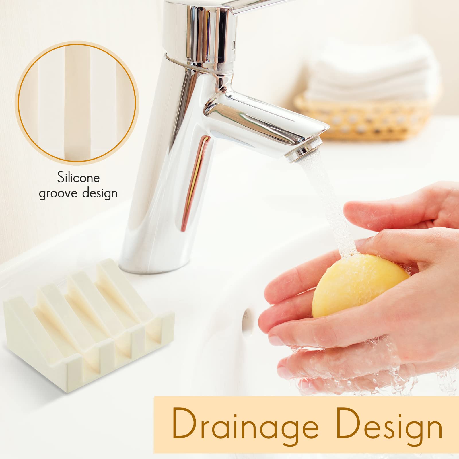 1 Piece Silicone Soap Dish Self Draining Soap Dish Shower Waterfall Bar Soap Holder Tray With Drain Soap Saver For Kitchen Bathr