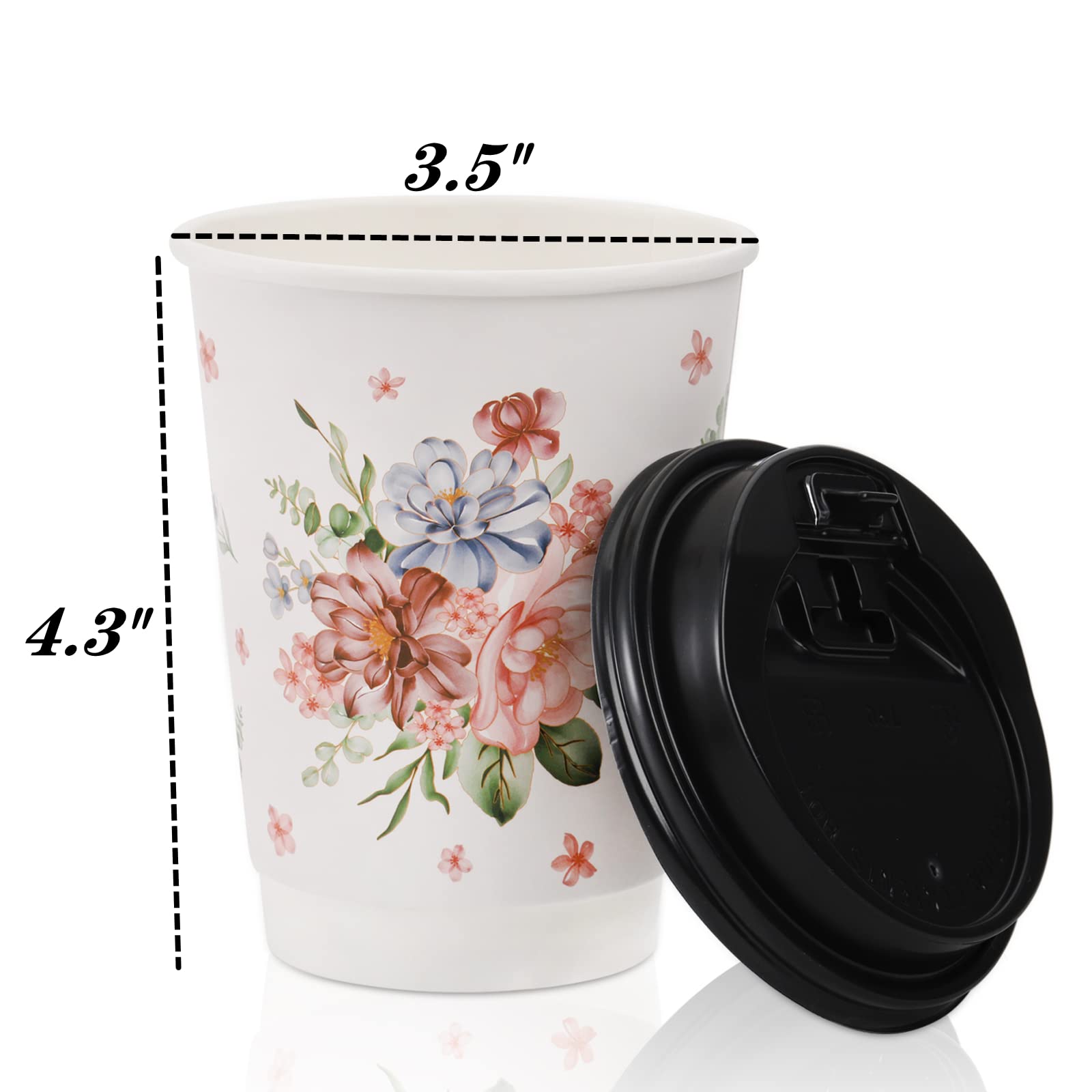 Lyellfe 80 Pack Disposable Coffee Cups With 100 Lids, 12 Oz To Go Coffee Cups, Durable Insulated Hot Drink Paper Cups For Office