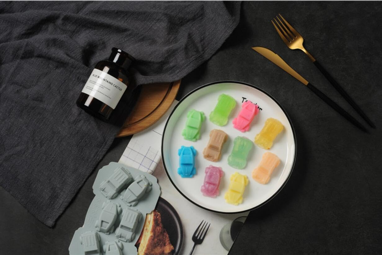 Cute Car Ice Cube Trays Silicone Chocolate Mold Wax Melt Molds Easy Release Ice Trays Non-Stick Chocolate Soap Pudding Jello Ice