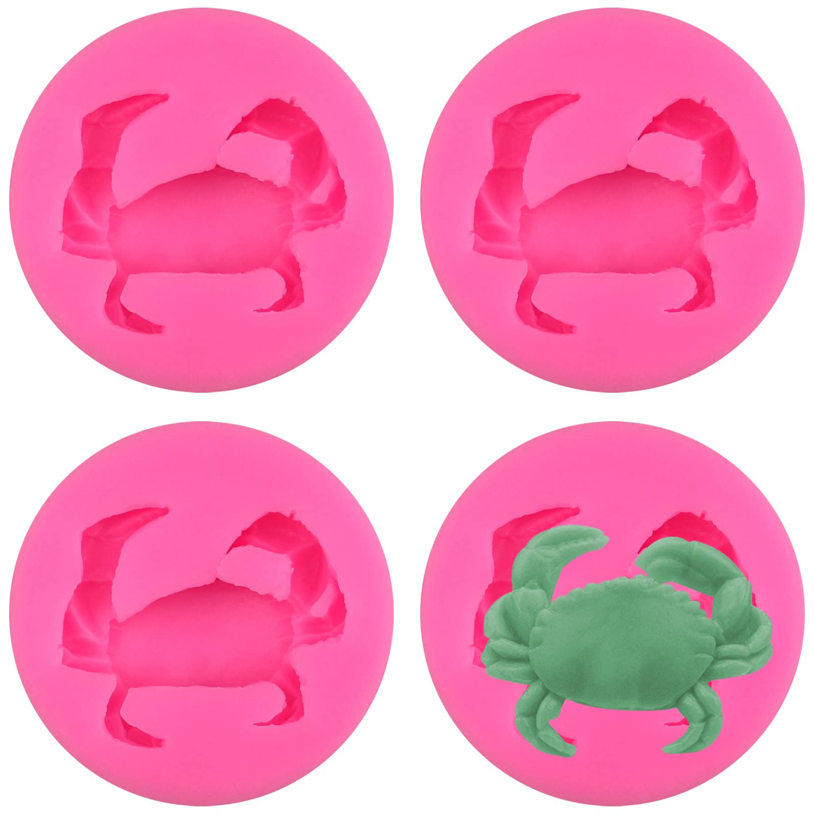 4 Pcs Crab Shape Silicone Mold Ocean Theme Crabs Fondant Mold Cute Soap Epoxy Resin Mold Sugarcraft Candy Molds For Sugarcraft C