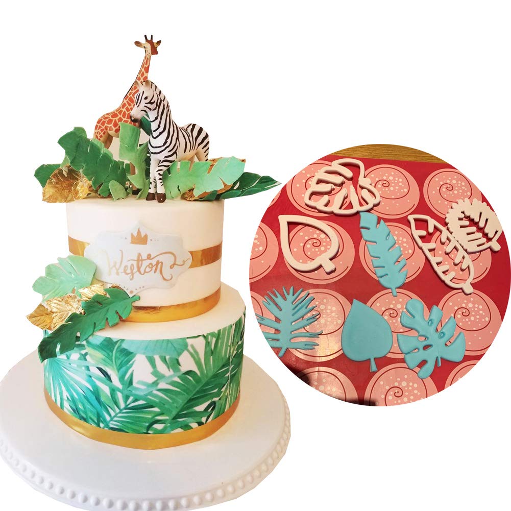 Mity Rain Tropical Leaf Cookie Cutter - Hawaiian Palm Leaves Fondant Cutters Set For Gum Paste, Sugarcraft Candy, Luau Cake Deco
