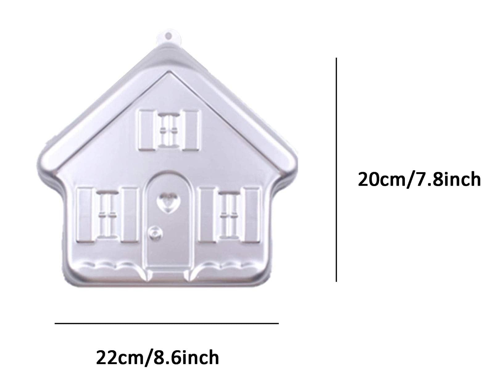ZDYWY House Shaped Aluminum 3D Baking Mould - 8.5 Inch Silver Cake Pan for Birthdays