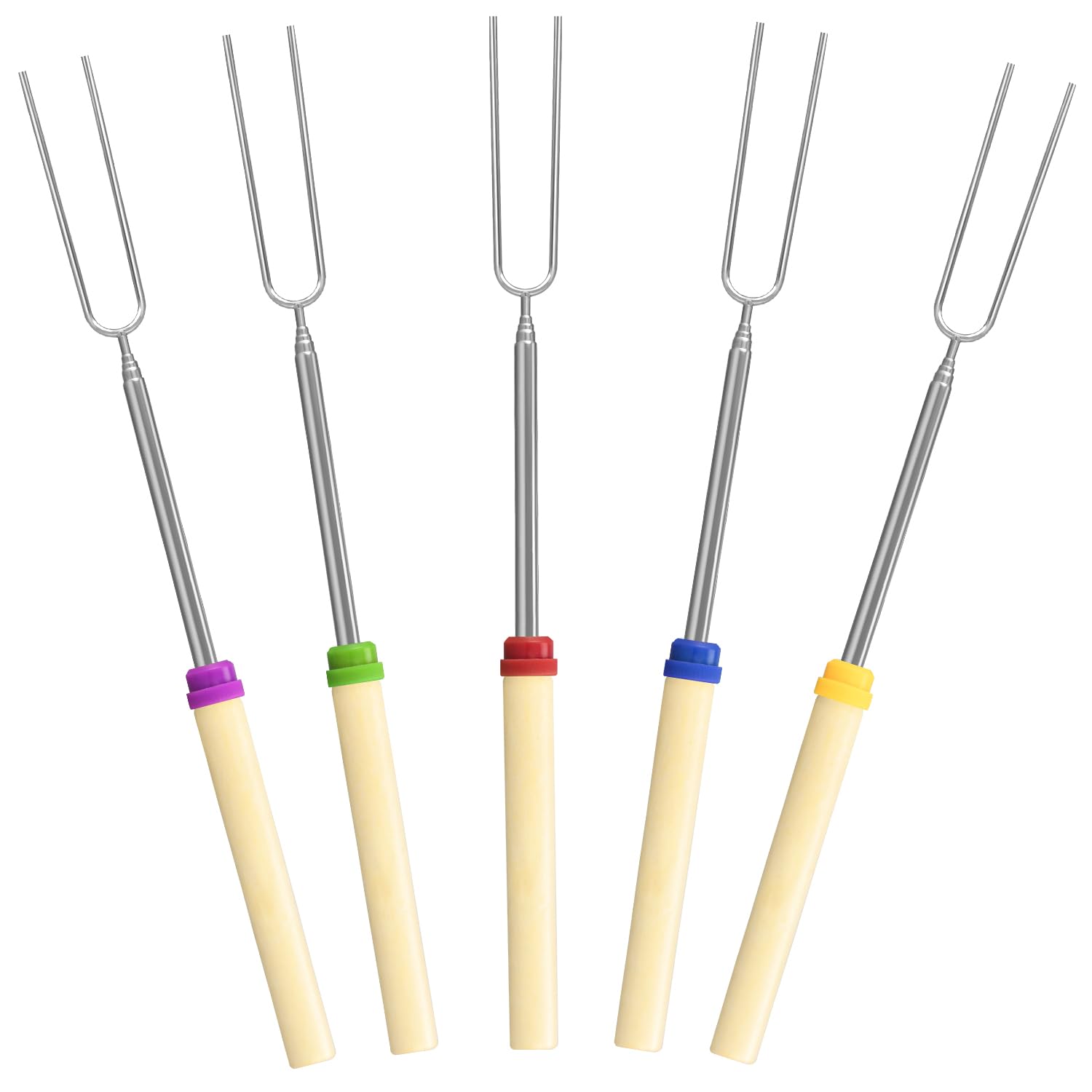 5/8/12/24 Pack Marshmallow Roasting Sticks Set, Extendable 32In Long Metal Barbecue Skewers With Wooden Handle, For Marshmallow,