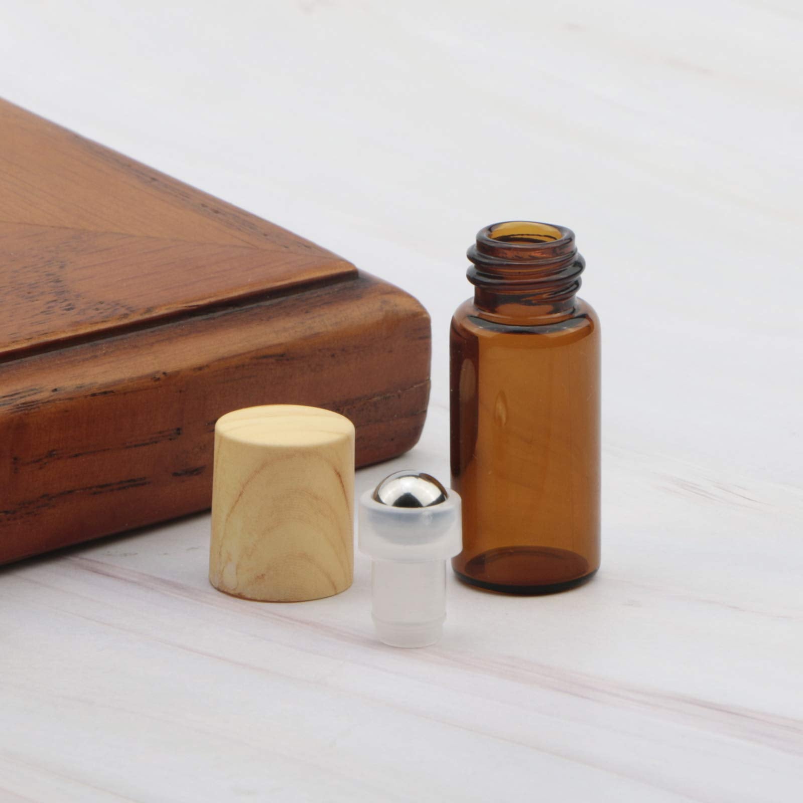 Newzoll 3Ml Amber Glass Roller Vials Bottles 10Pcs Essential Oil Roller Bottles Empty Glass Roll-On Bottles For Essential Oil Pe