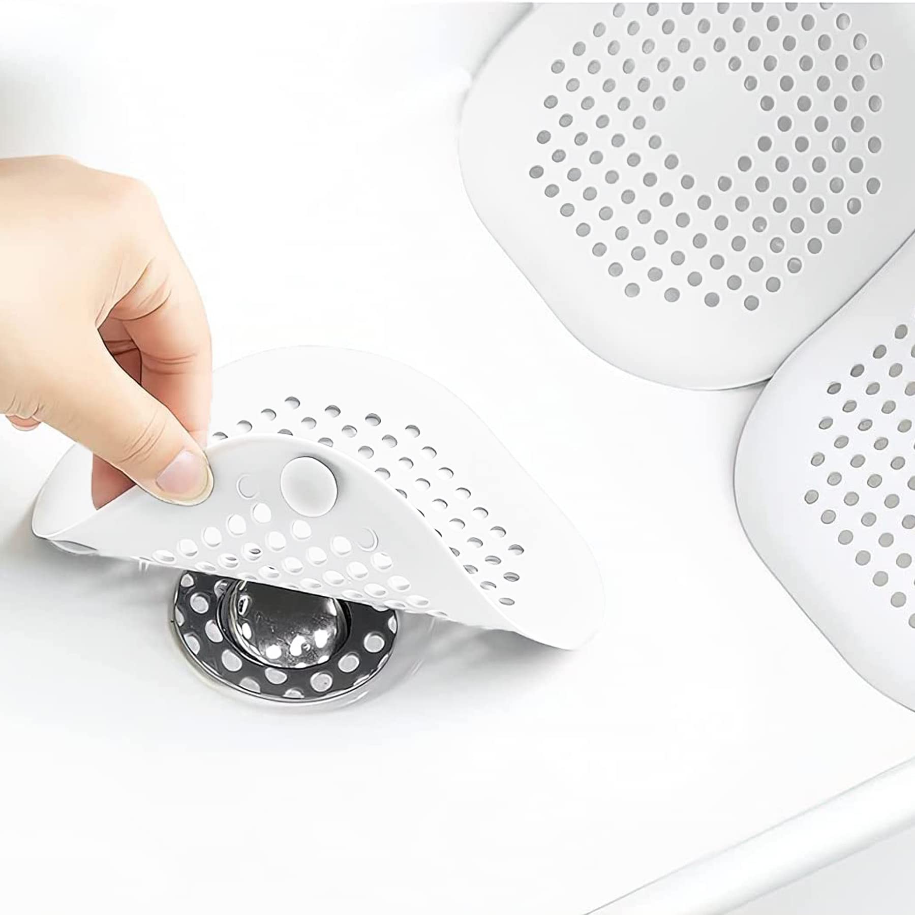 2 Pieces Shower Drain Hair Catcher Bathtub Stopper Home Drain Protectors Drain Cover With Sucker Water Trap Sink Cover For Bathr