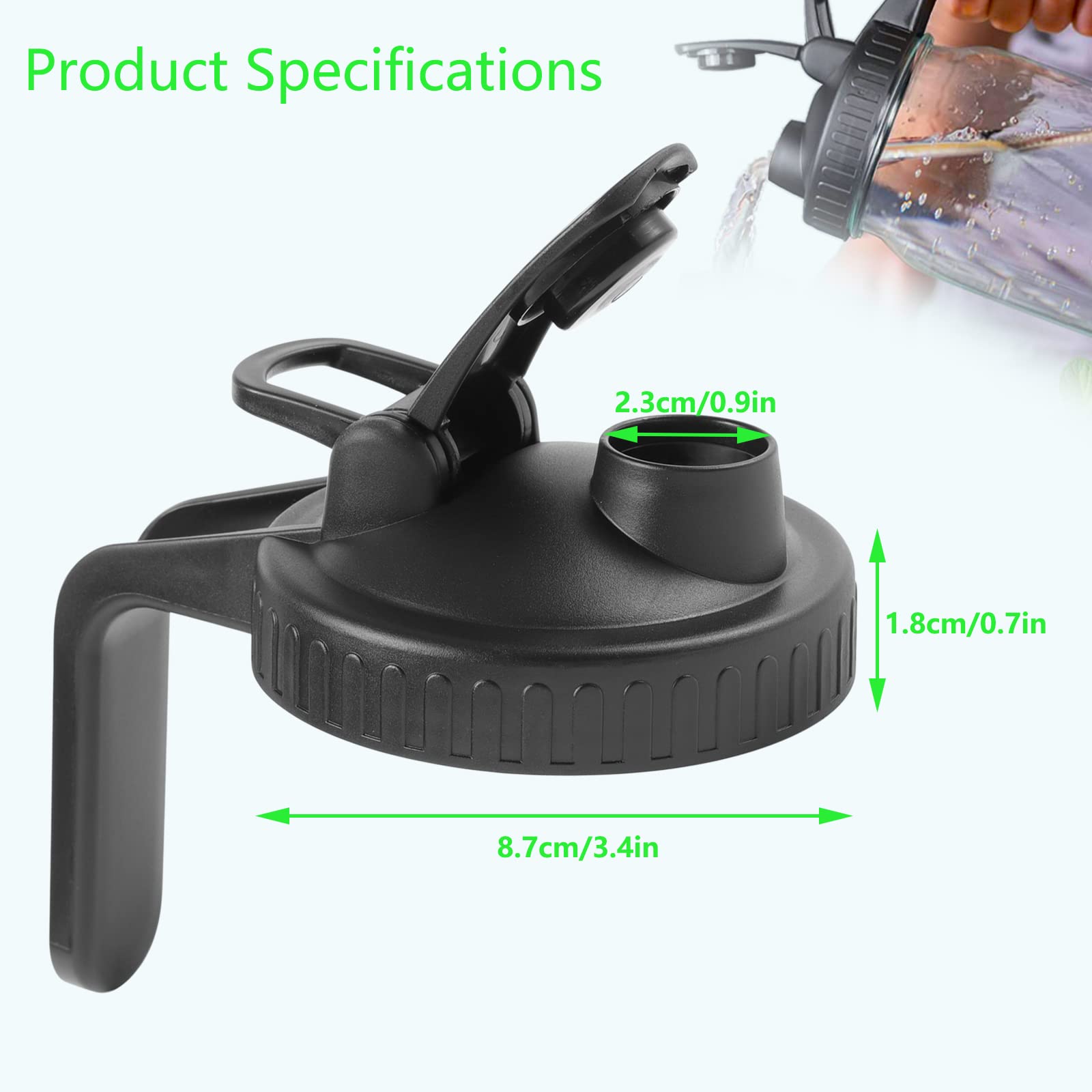 4 Pack Ma-Son Jar Pou Spout Lid With Handle Wide Mouth Ma-Son Jar Flip Cap Lid Reusable Plastic Leak-Proof Airtight Seal Ma-Son