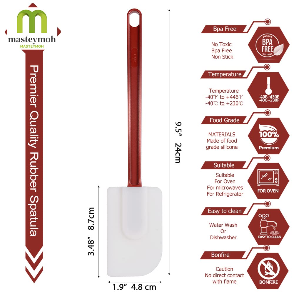 Flexible Rubber Spatulas, Silicone Spatula Set, Soft Rubber Spatula Scraper 9.5 Inches, Commercial Spatula, Silicone Scraper Spa