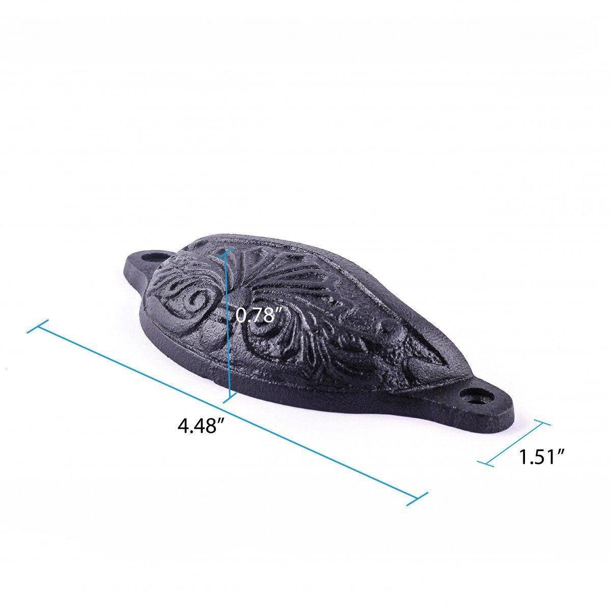 Renovators Supply Manufacturing Cabinet Pulls 4.5 In. Black Wrought Iron Drawer Cup Bin Pulls With Mounting Hardware Pack Of 6