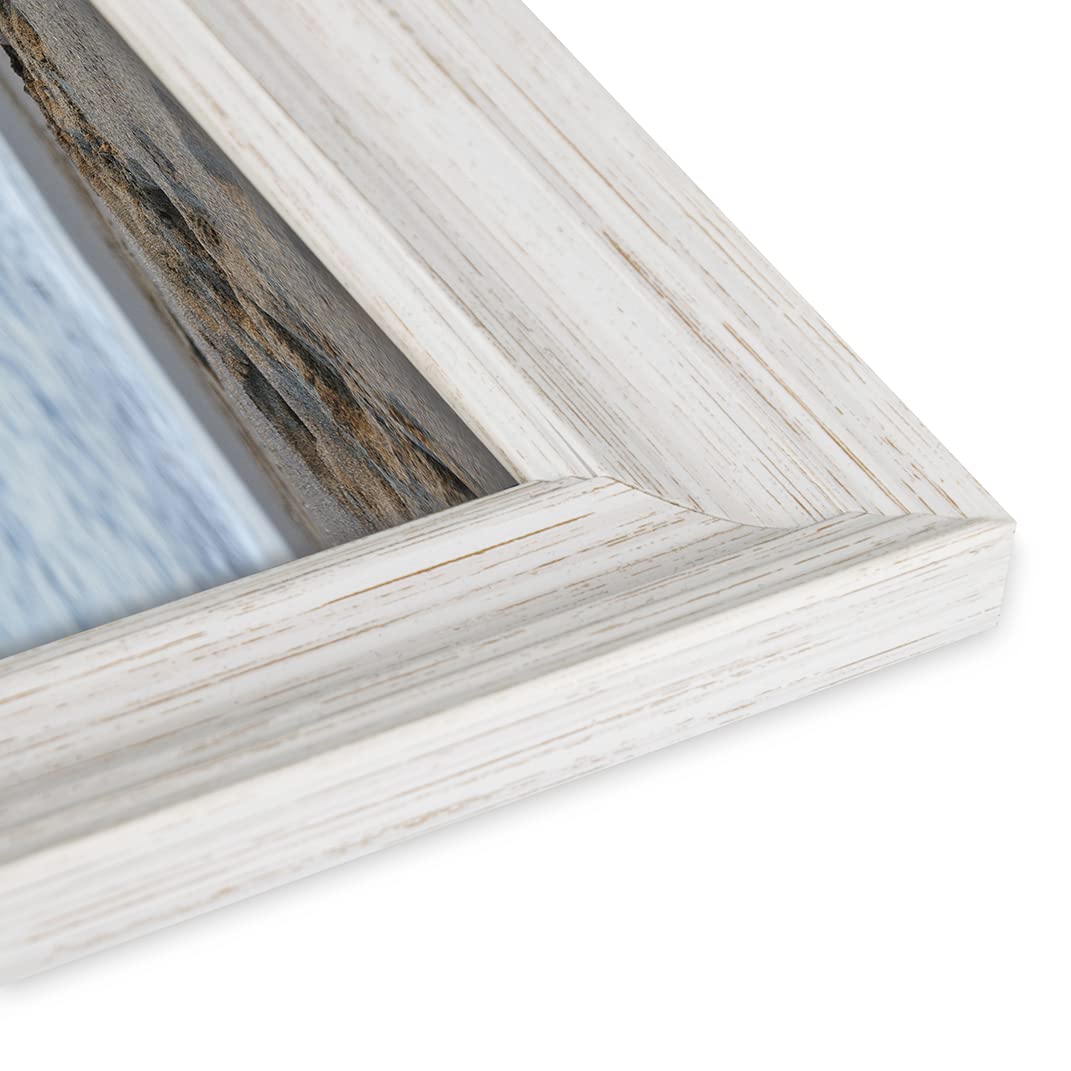 Lavie Home 6X6 Picture Frames (3 Pack, Distressed White) With Mat For 4X4 Photos Rustic Wood Grain Photo Frame With High Definit