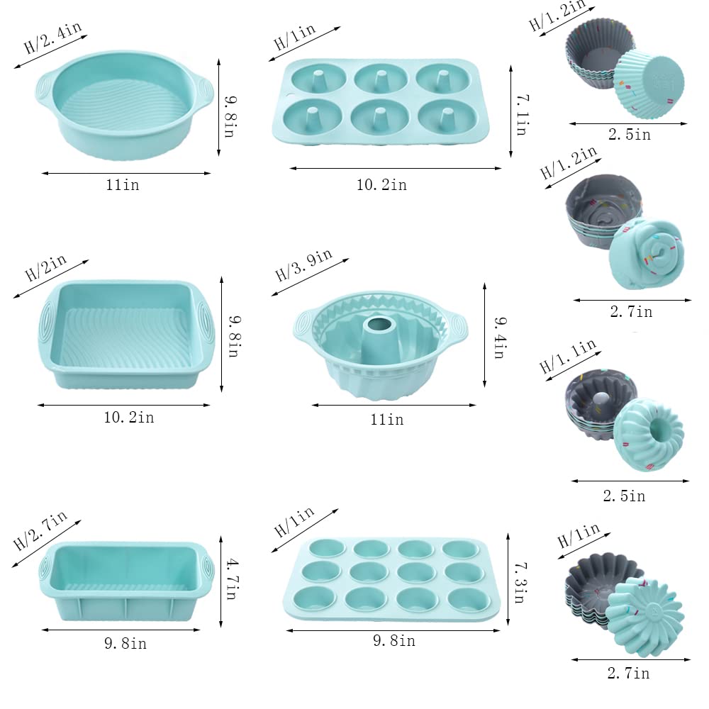 30Pcs Nonstick Silicone Bakeware Set With Baking Pan, Silicone Cake Molds, Baking Sheet, Donut Pan, Silicone Muffin Pan,Cake Pan
