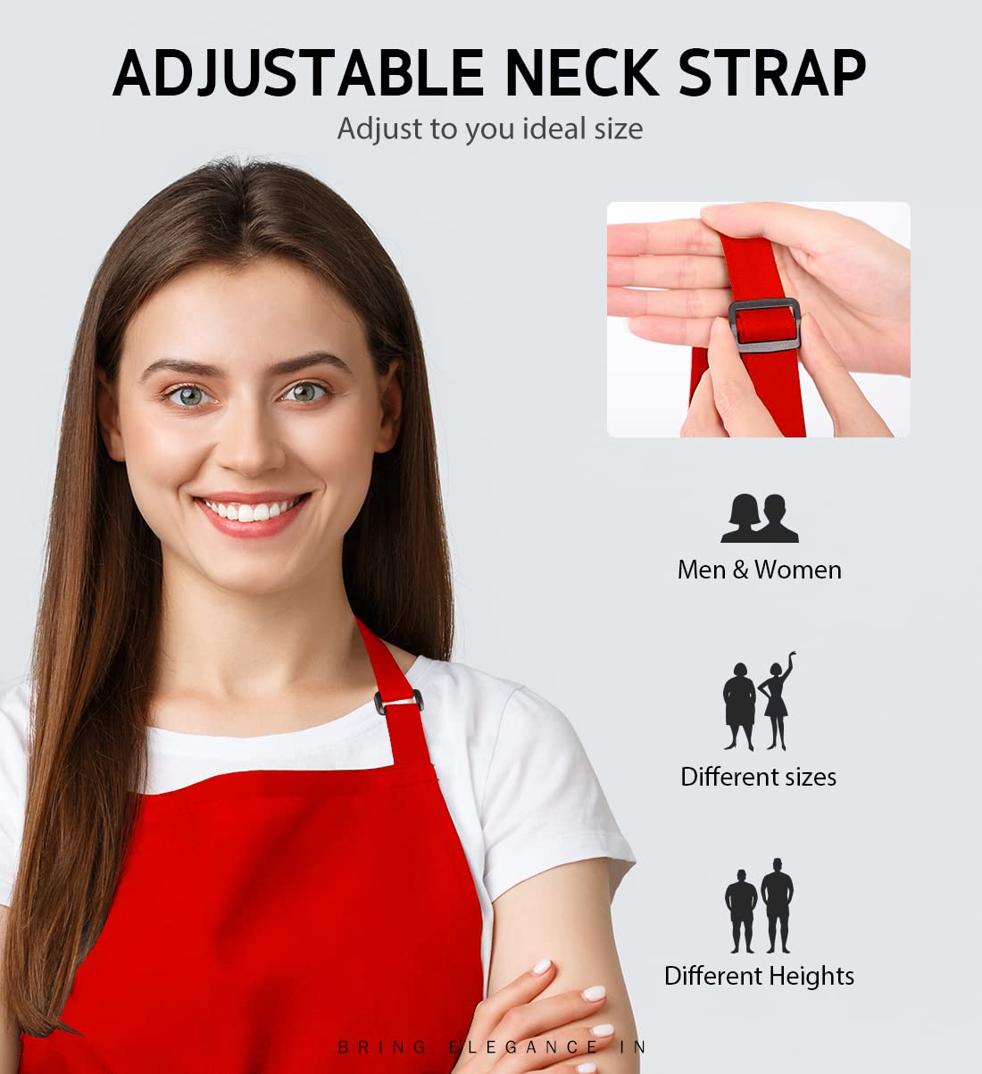 Syntus 2 Pack Adjustable Bib Apron Waterdrop Resistant with 2 Pockets Cooking Kitchen Aprons for BBQ Drawing, Women Men Chef, Re