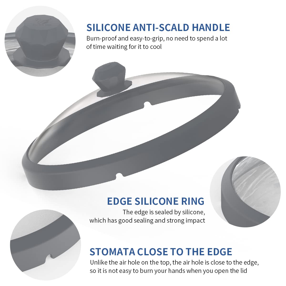 Microwave Glass Cover Splatter Guard Lid With Anti-Scald Silicone Handles And Vented Edge For Food Pot Plate Cover 10.5 Inch Gre