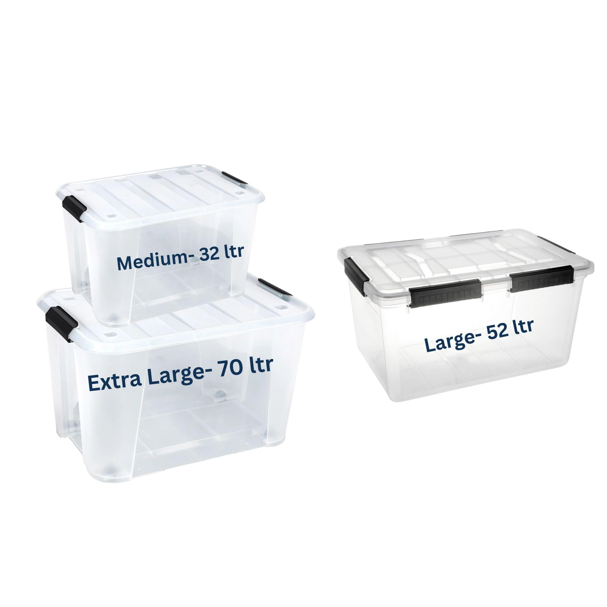Stacpro Clear Plastic Bulk Storage Container Set Of 3 | Stackable Bins With Handles And Wheels, BpaFree, MultiPurpose For Kitc