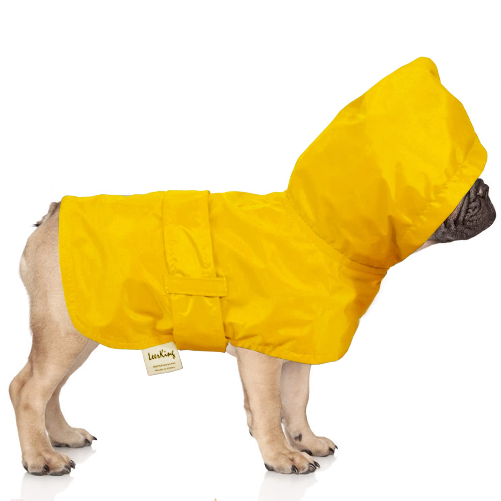 Leerking Dog Raincoat Hooded Leash Hole 10 Sizes, Waterproof Double Layer Dog Rain Coat Jacket With Cotton Lining For Small Medi