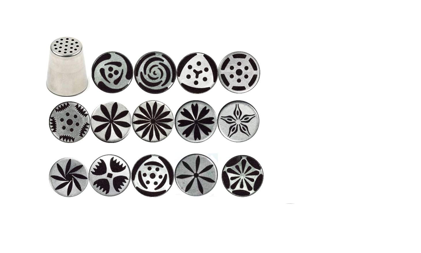 Ateco One Step Flower Tube Includes Stainless Steel, 15-Piece Russian Tip Set, Silver