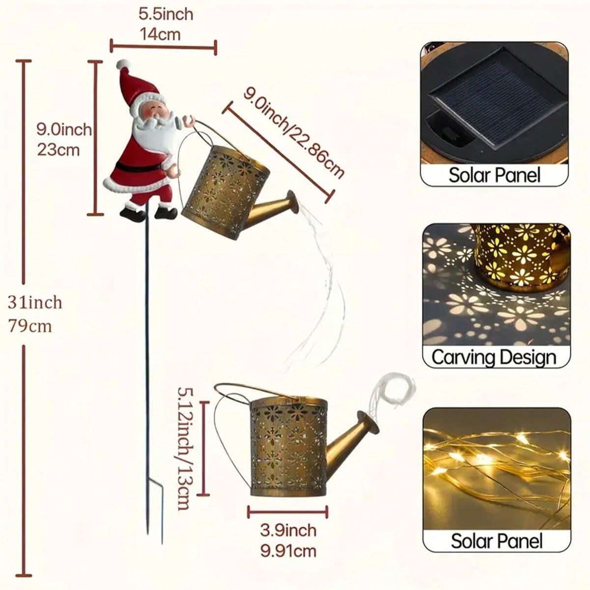 SMOCOOL Christmas Solar Kettle Light, Christmas Santa Solar Kettle Lights Garden Lawn Decorative Lights, LED Night Light Outdoor