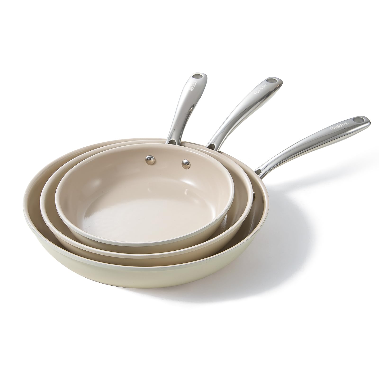 Redchef Nonstick Frying Pans Set, Ceramic Pan Skillet, Non Toxic Pans for Cooking, 8 9.5 11 Ceramic Frying Pan Set PFAS & PTFE &