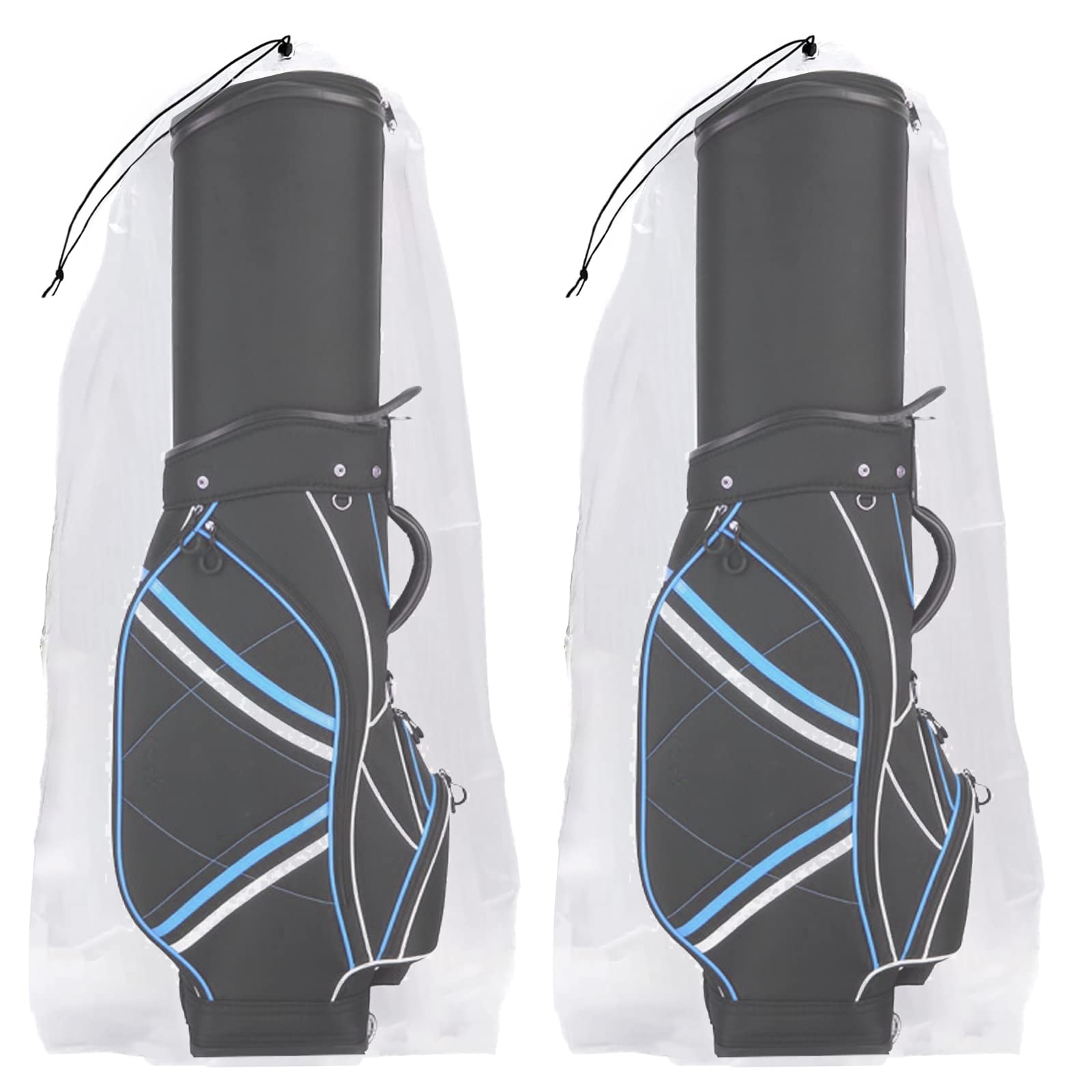 2 Pack Golf Bag Cover, 31X62 Inches Extra Large Clear Drawstring Dust Covers Plastic Storage Bags, Good For Household Organizing