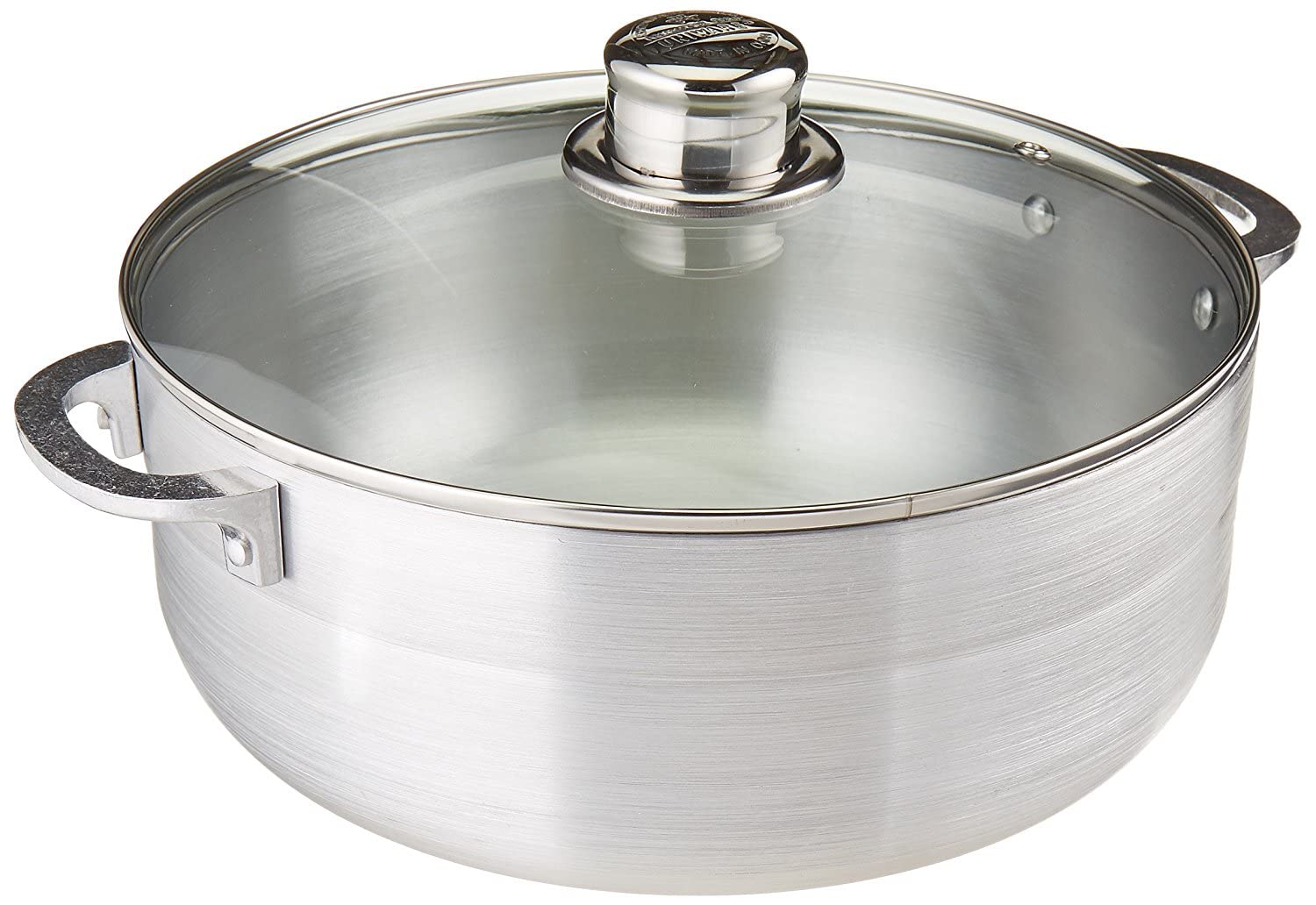 Uniware Aluminum Heavy Gauge Caldero With Glass Lid, Silver, 2 Quart