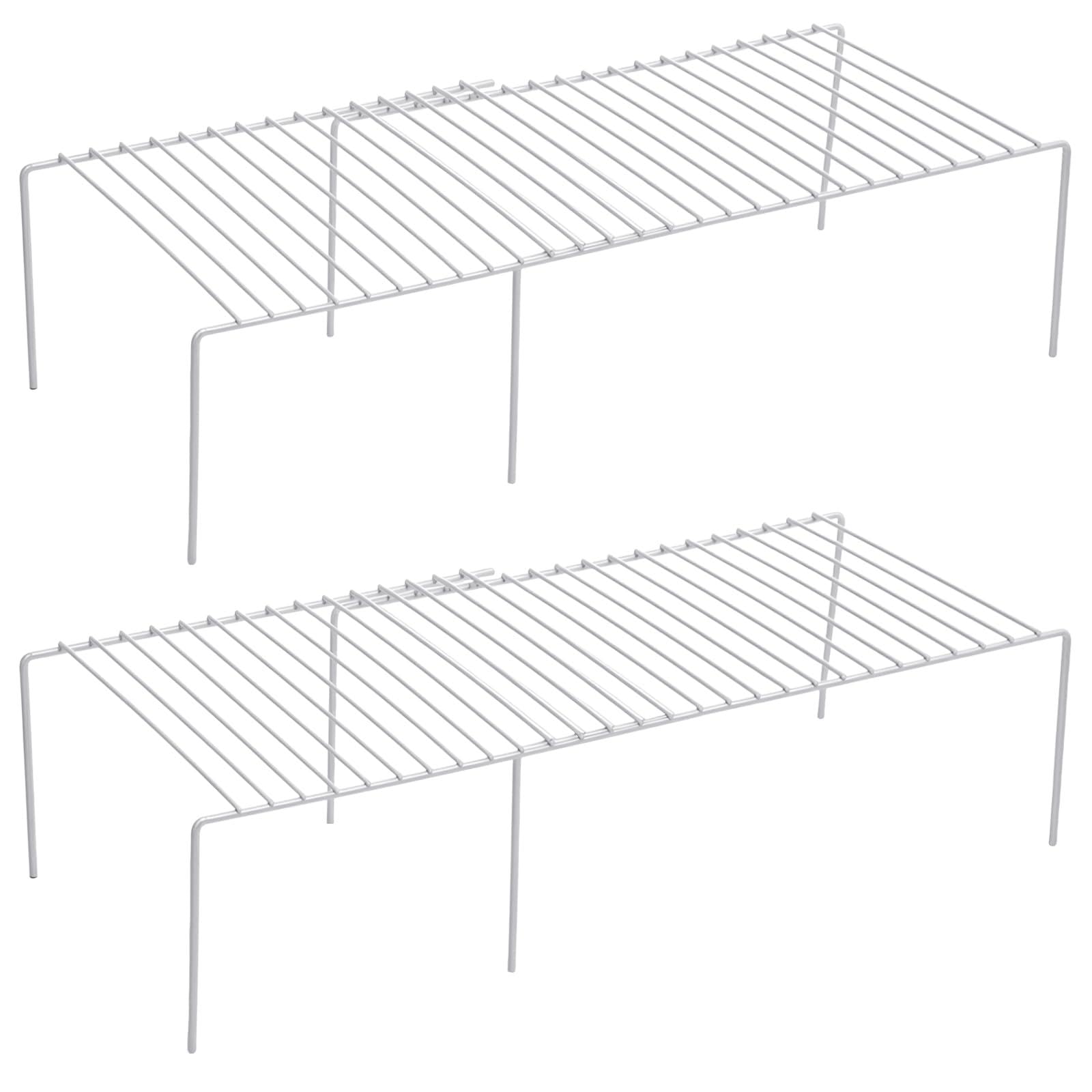 LIQWEI Kitchen Cabinet Expandable Shelf Organizers Set of 2, Adjustable Metal Wire Pantry Storage Shelves Rustproof Cupboard Spi