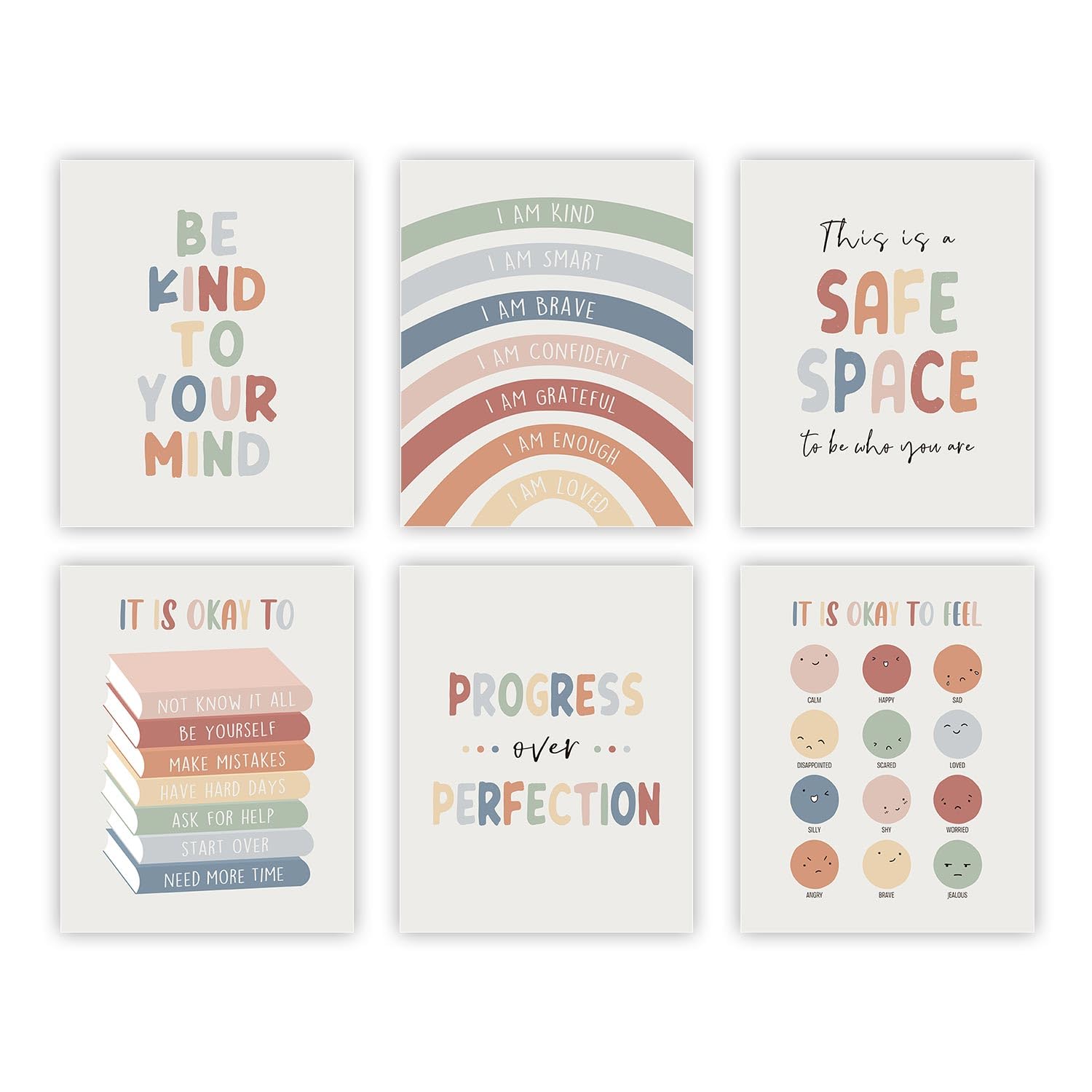 Heilkee Boho Rainbow Classroom Decor Positive Affirmations Wall Decor For Kids Bedroom Playroom Inspirational Office Wall Art Fo