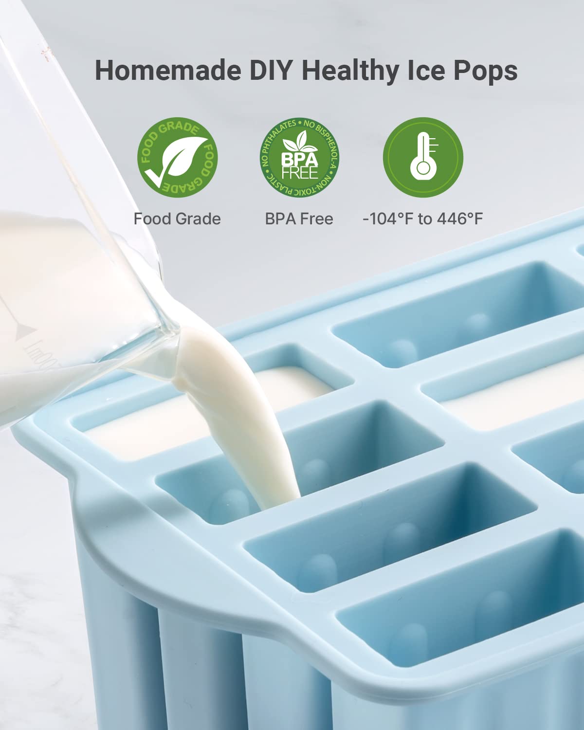 Popsicles Molds, Meetrue 12 Pieces Silicone Popsicle Molds Easy-Release Bpa-Free Popsicle Maker Molds Ice Pop Molds Homemade Pop