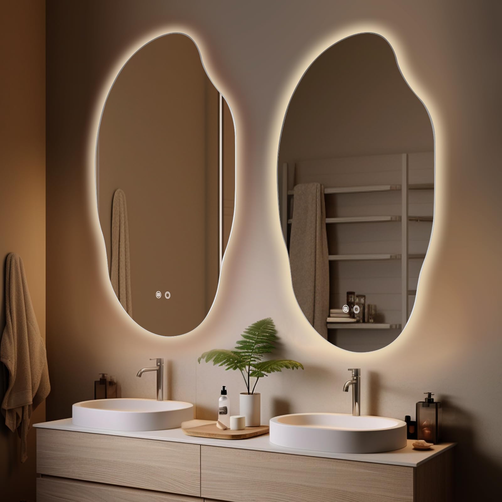 Wallbeyond Led Bathroom Mirror With Lights, 25 X 35 Inch Led Bathroom Vanity Mirror For Wall, Anti Fog Mirror For Bathroom, 3 Co