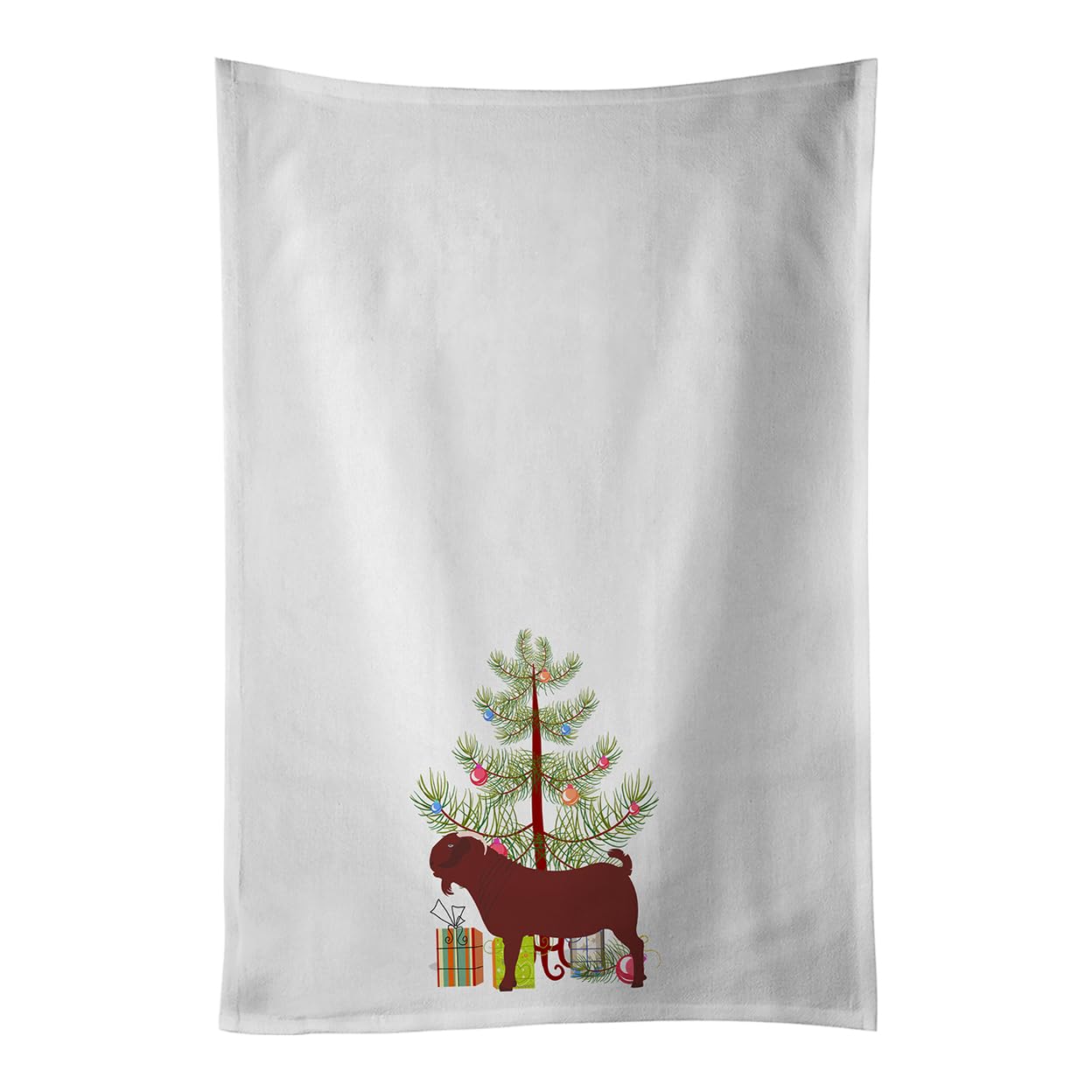 Kalahari Red Goat Christmas White Kitchen Towel Set of 2