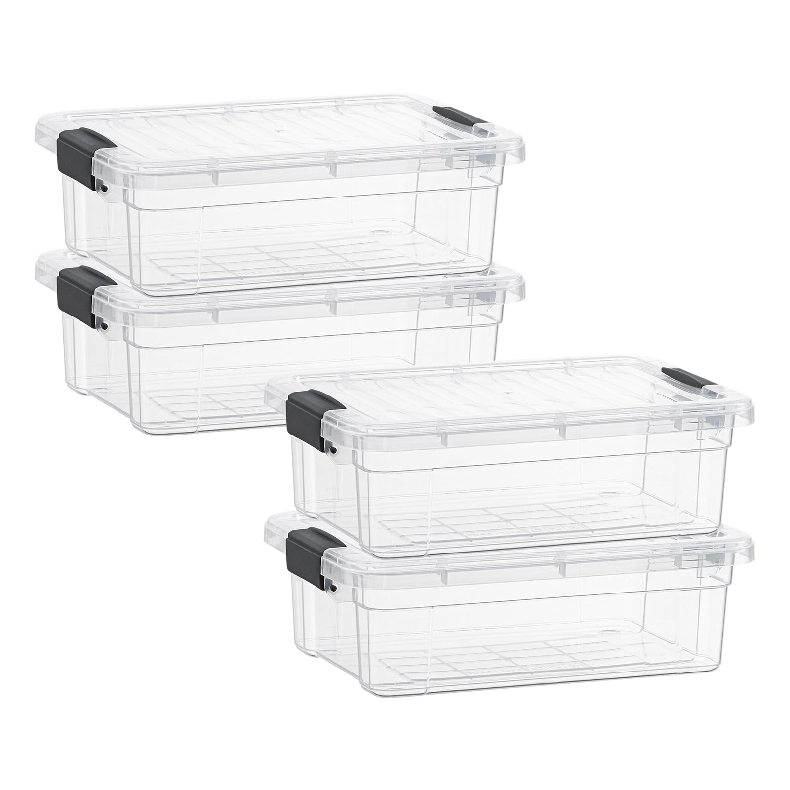Superio Clear Storage Boxes With Lids, 4.5 Quart Plastic Container Bins For Organizing, Stackable Crates, Bpa Free, Non Toxic, O