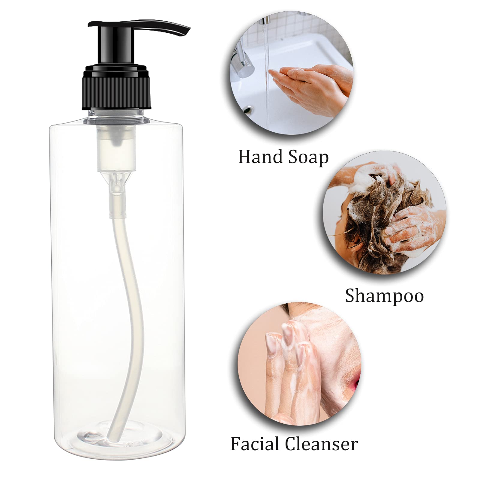 BPFY 12 Pack 8 oz Plastic Pump Dispenser Bottles for Massage Oil  Shampoo  Lotions  Body Wash Pump Bottles  Cream Refillable Containers with Pump  2 Funnel  18 Chalk Labels