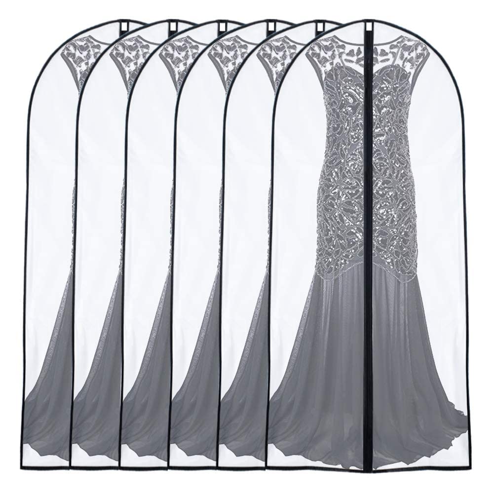 Garment Bags Cover For Storage 24'' X 60 '' (Set Of 6) Foldable Washable Dress Bags For Long Dress Dance Costumes Suits Gowns Co