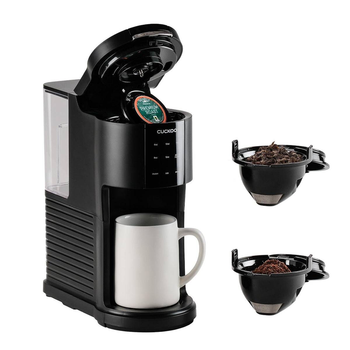 Cuckoo Single Serve Coffee Maker For K-Cup Ground Beans & Loose-Leaf Tea, Versatile 3-In-1 Pod Coffee Maker, Small Single Cup Ma
