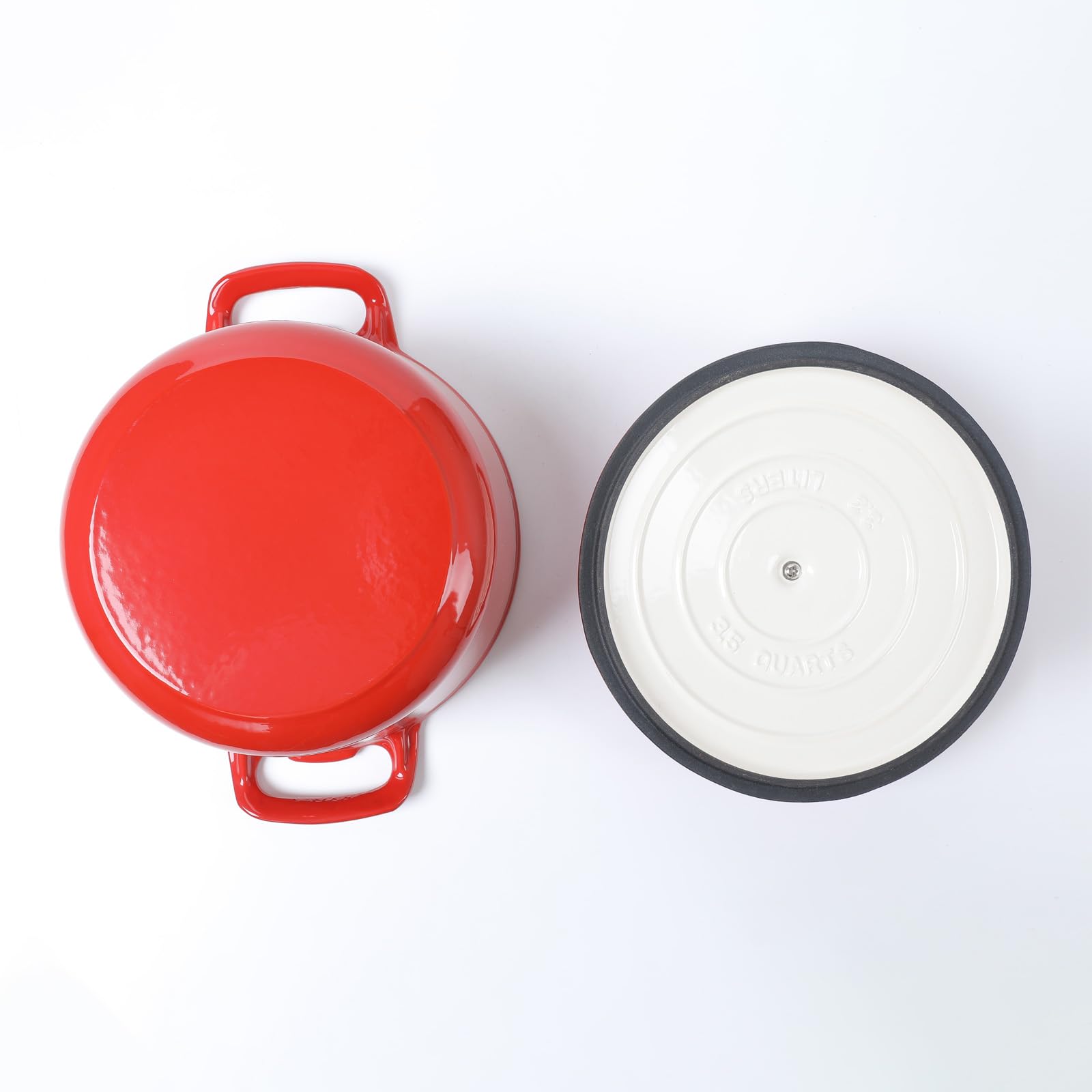 Hawok Enameled Cast Iron Round Dutch Oven Casserole-3.5-Quart/3.3-Liters Red