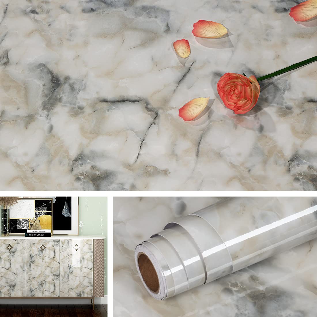 Livelynine 197X36 Inch Extra Wide Countertop Contact Paper For Kitchen Waterproof Contact Paper For Countertops Peel And Stick T
