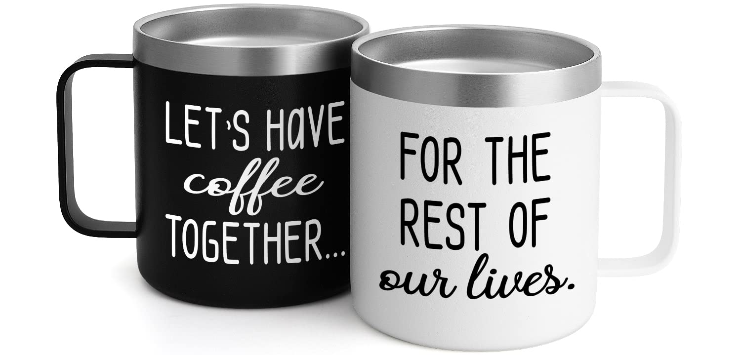 Gingprous Lets Have Coffee Together For The Rest Of Our Lives Insulated Coffee Mug Set, Engagement Wedding Gift For Couple Brida