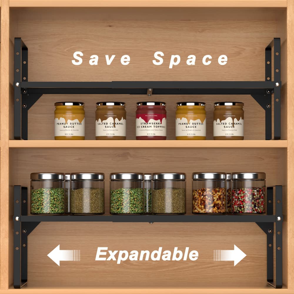 Wejipp Cabinet Organizer Shelf Expandable Spice Rack In Cabinet Shelf Countertop Cupboard Pantry Shelf Organizer Storage Rack Fo