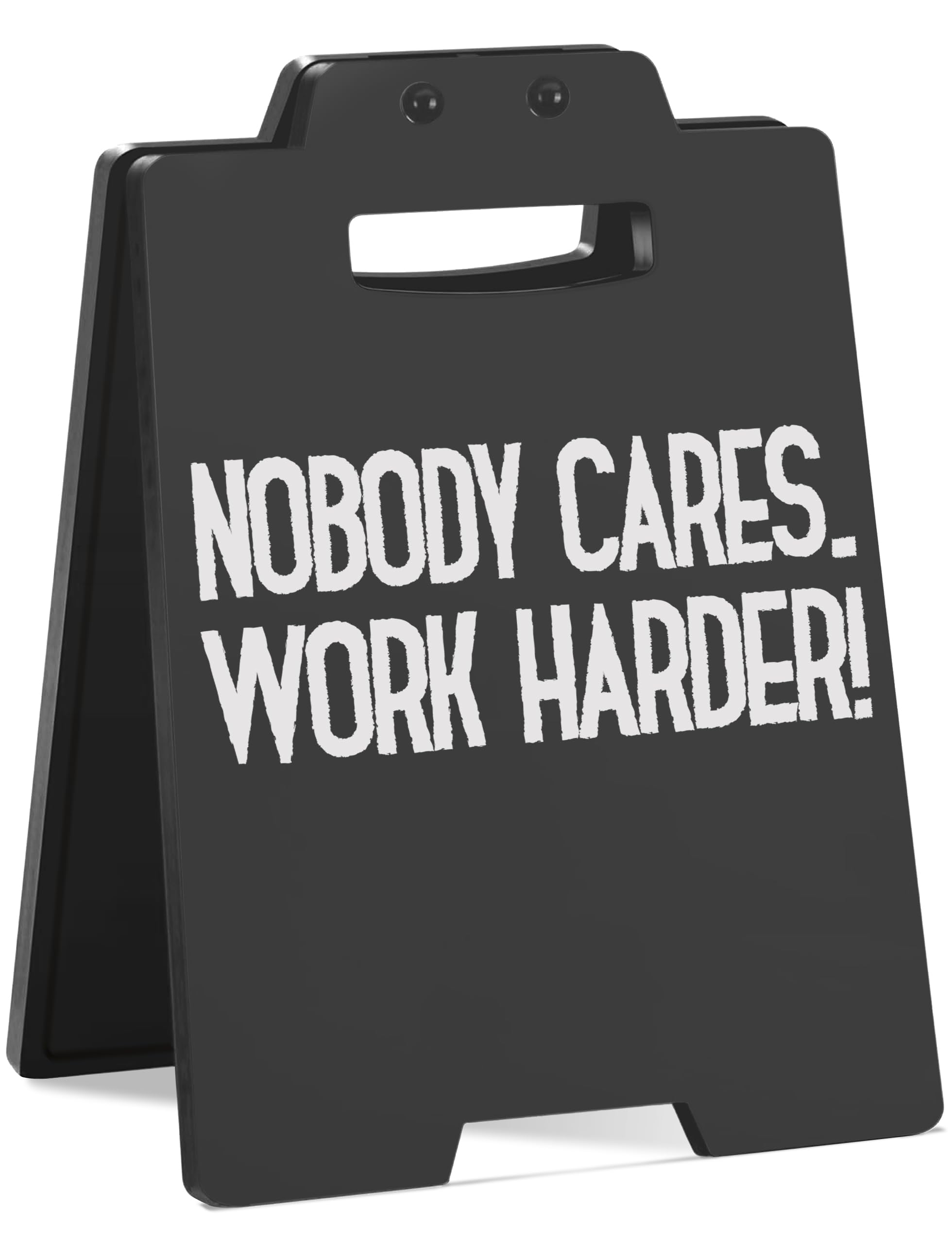 Funny Desk Sign - NOBODY CARES. WORK HARDER | Humorous Dark Humor Cubicle Decor | Sarcastic Office Desk Accessories for Women Me