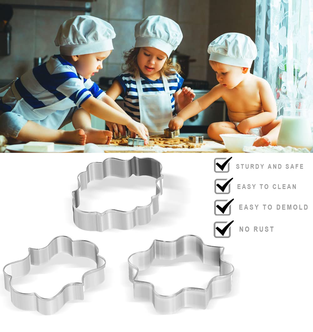 Stainless Steel Plaque Frame Pastry Biscuit Cookie Cutter Cake Fondant Pancake Cutters Mold Pack Of 3