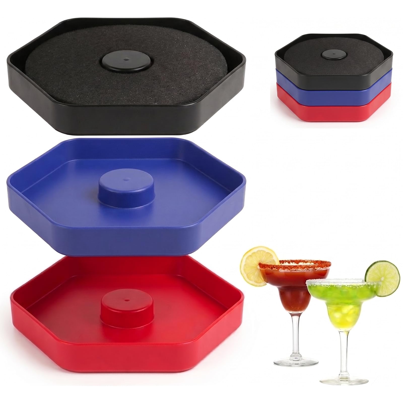 Dulzstud Margarita Salt Rimmer Set of 3, Bar Glass Rimmer for Cocktails Drinks, Drink Salt and Sugar Rimmer Tray, Bar Tool Acces